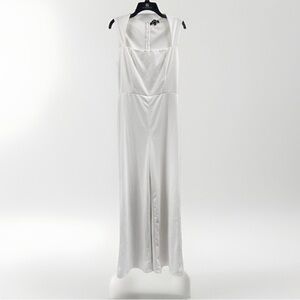 LULUS Jumpsuit Womens XL White Square Neck Lined Stretch Wide Leg